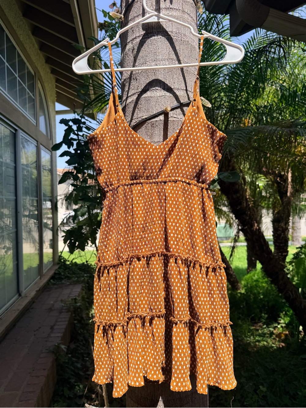 Forever 21 Rust Polka Dot Tiered Mini Sundress